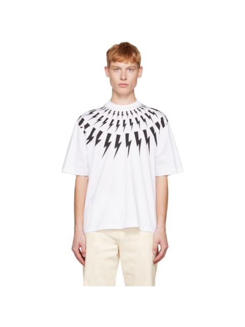 Neil Barrett White Fair Isle Thunderbolt T-Shirt