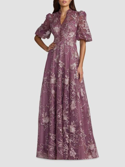 MAC DUGGAL Women's Floral-Embroidered Puff A-Line Gown - Wisteria
