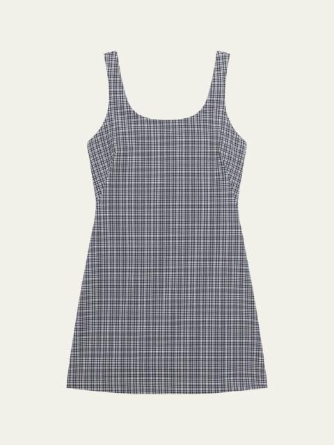 Theory Plaid Scoop-Neck Mini Dress