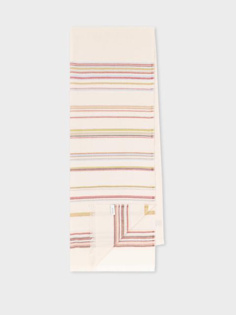 Paul Smith Ecru 'Signature Stripe' Silk-Blend Scarf