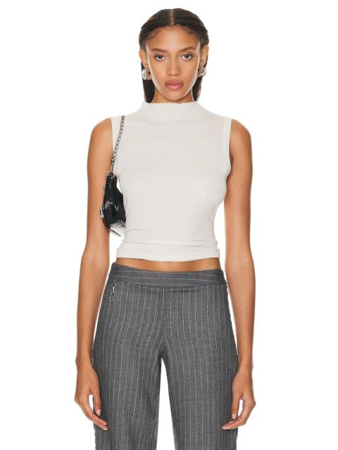 Enza Costa Silk Sweater Knit Sleeveless Mockneck Top