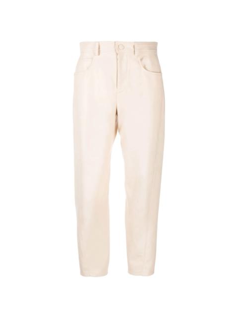 straight leg faux leather trousers