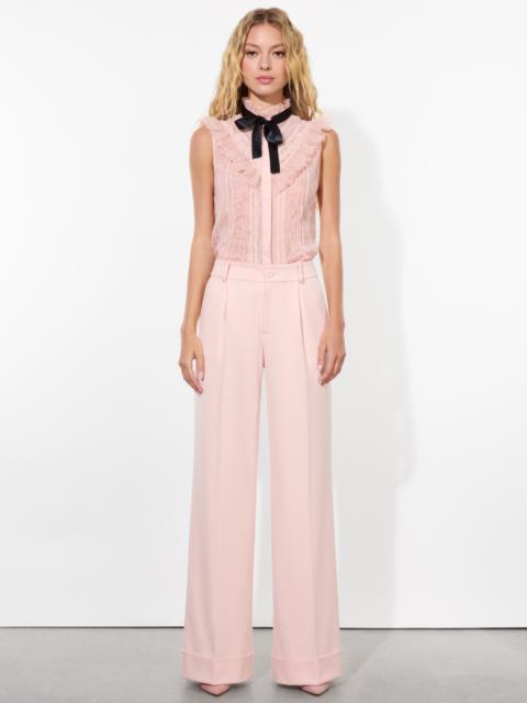 Alice + Olivia RHEBA MOCK NECK SLEEVELESS RUFFLE BLOUSE WITH BOW
