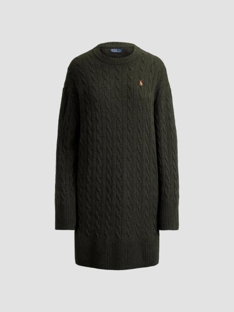 Polo Ralph Lauren Women's Cable-Knit Wool-Cashmere Sweater Dress - Olive Umber Heather