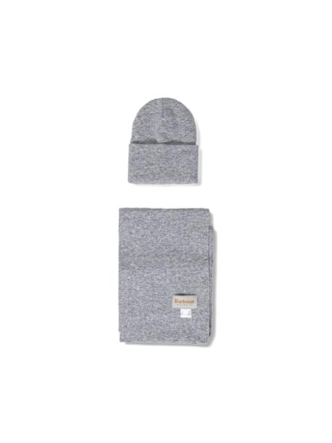 Barbour logo-plaque beanie hat and scarf set