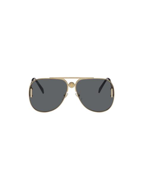 VERSACE Gold Medusa Pilot Biggie Sunglasses