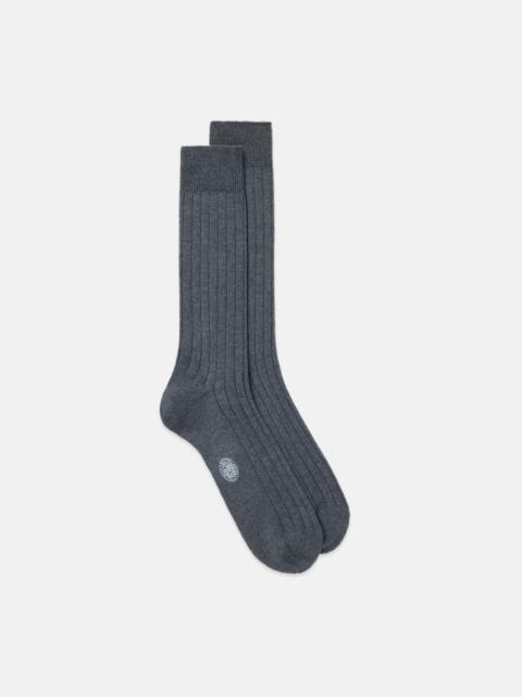 J. PRESS MADE-IN-ITALY MEDIUM GREY WOOL MID-CALF SOCKS