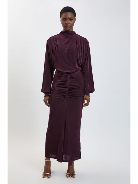 KAREN MILLEN Petite Drapey Crepe Ruched Detail Maxi Dress