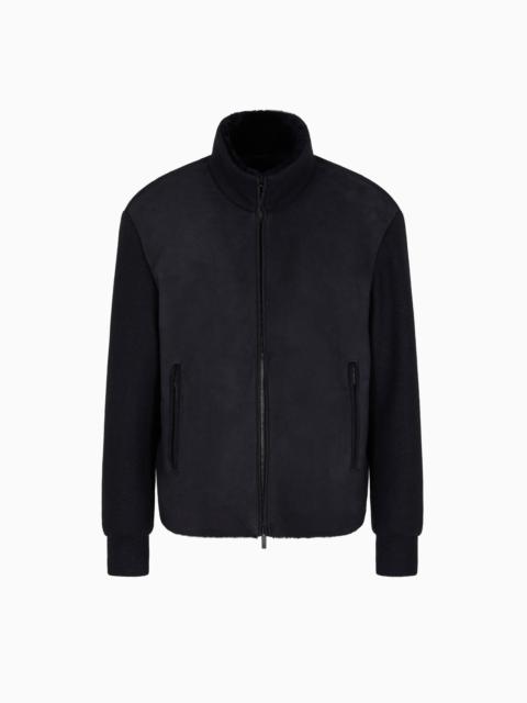 GIORGIO ARMANI LAMB SHEARLING SUEDE AND VIRGIN WOOL BLOUSON