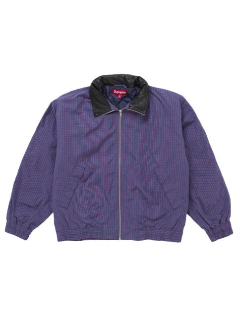 Supreme Supreme Leather Collar Utility Jacket (SS25) Blue Plaid