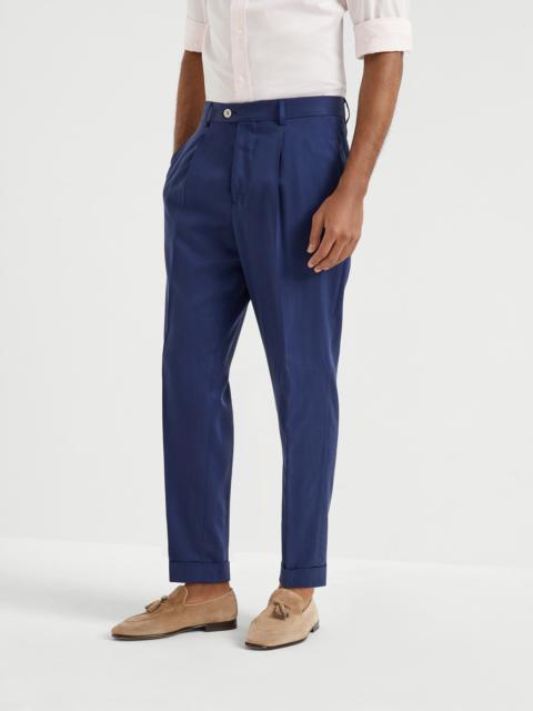 Brunello Cucinelli Délavé silk twill leisure fit trousers with pleat