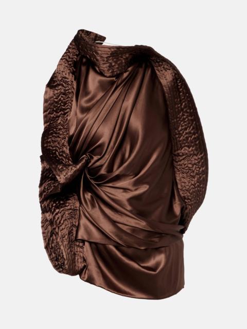 Dries Van Noten Asymmetric draped silk-blend satin top