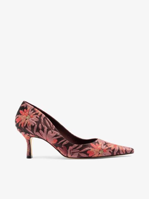 Larroudé Larroudé by Markarian: Pump Burgundy Floral Brocade
