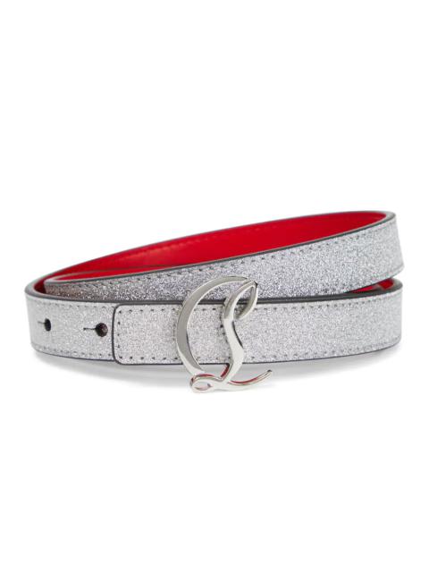 Christian Louboutin Glitter logo leather belt