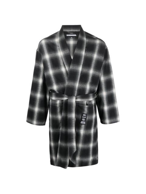 NEIGHBORHOOD checkerboard print belted coat