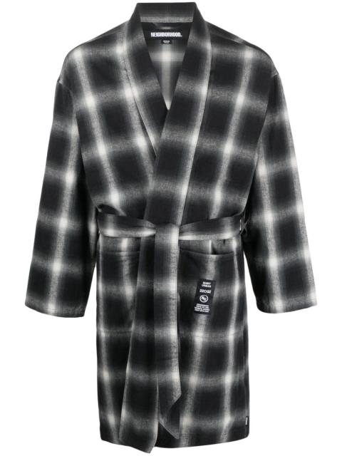 NEIGHBORHOOD checkerboard print belted coat