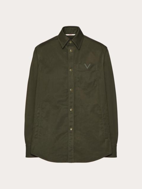 Valentino NYLON SHIRT JACKET WITH RUBBERIZED V DETAIL