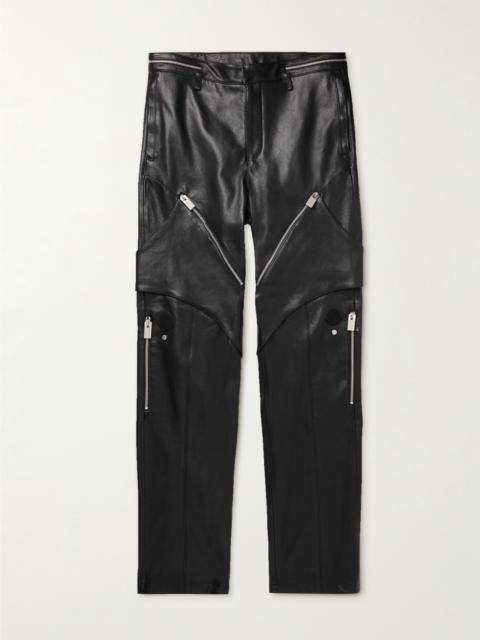 Moncler Alyx Straight-Leg Panelled Zip-Embellished Leather Trousers