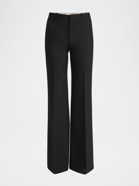 Chloé Flared Crepe Wool Trousers