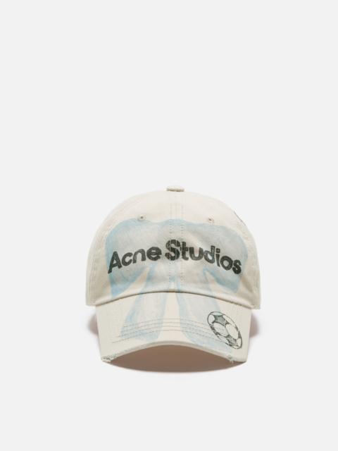 Acne Studios Distressed bow logo cap - Oat beige