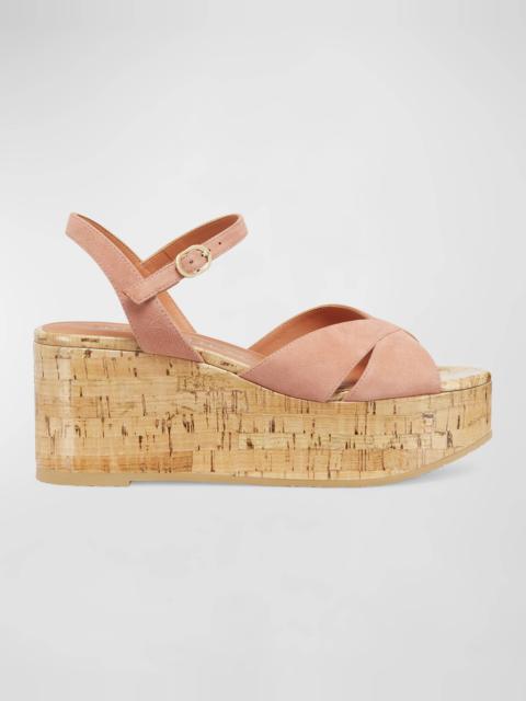 Carmen Suede Slingback Wedge Sandals