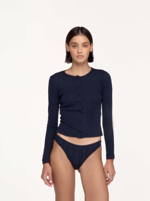Cou Cou The Cardigan: Navy Pointelle
