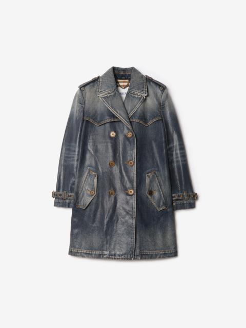 Burberry Short Coated Denim Trench Coat