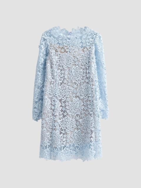 Oscar de la Renta Women's Chrysanthemum 3D Guipure Day Dress - Light Blue