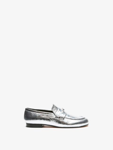 Proenza Schouler Mini Monogram Loafers in Crinkled Metallic