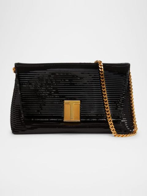 TOM FORD Nobile Mini Clutch Bag in Sequin-Embroidered Viscose