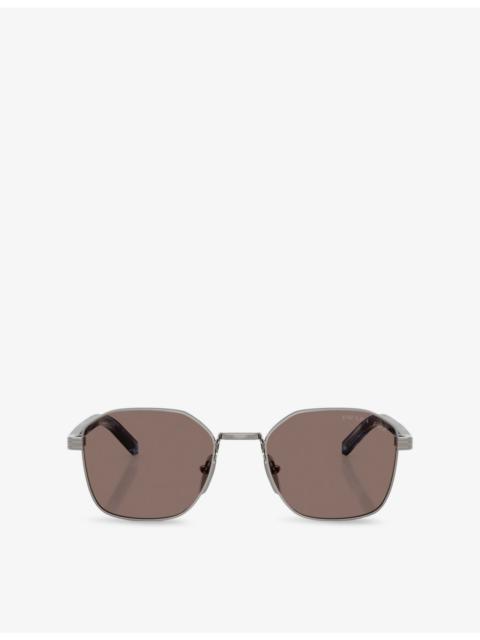 Prada PR C50S Square-Frame Steel Sunglasses