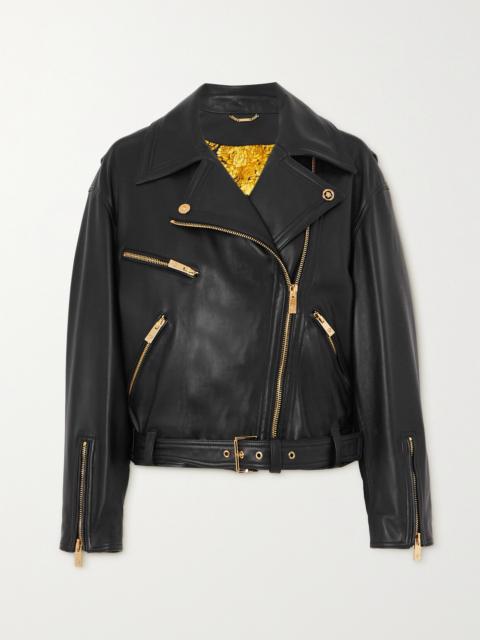 VERSACE Icons Belted Leather Biker Jacket