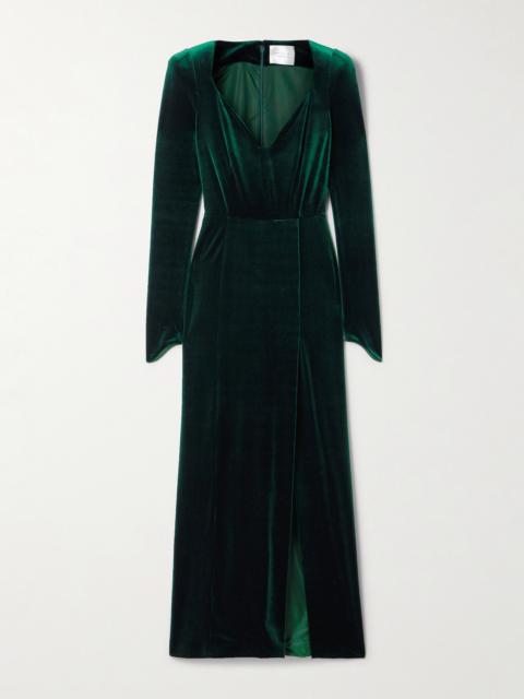 GALVAN Stretch-velvet Gown