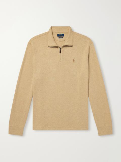 Polo Ralph Lauren Logo-Embroidered Cotton-Jersey Half-Zip Sweater