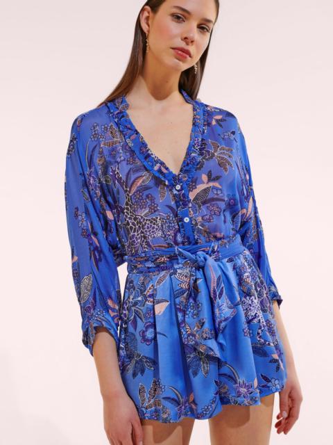 Poupette St Barth Short Jumpsuit Azia - Blue Leo Forest