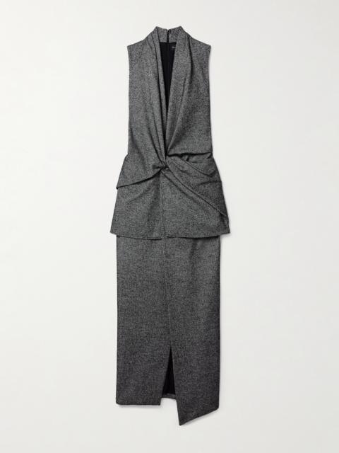 BRANDON MAXWELL The Margo Gathered Layered Wool-blend Maxi Dress