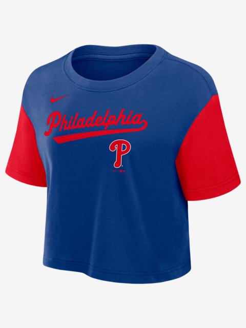 Nike Philadelphia Phillies Script Women's Nike Dri-FIT MLB Cropped T-Shirt