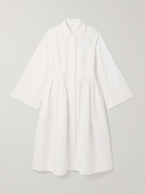 Jil Sander Gathered cotton-poplin midi dress White