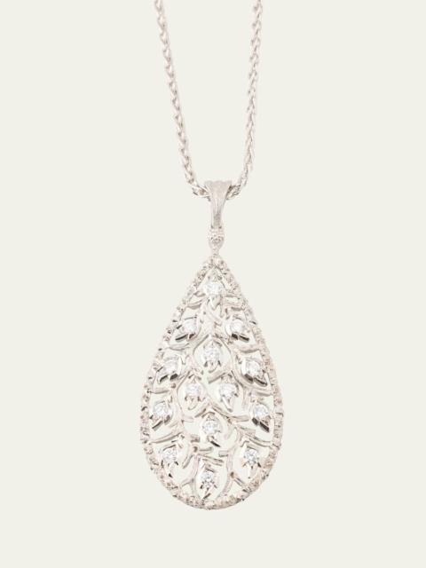 Buccellati Ramage 18K White Gold Drop Shaped Pendant Necklace with Diamonds