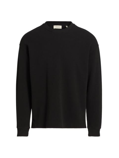 FRAME Men's Waffle-Textured Crewneck T-Shirt - Black