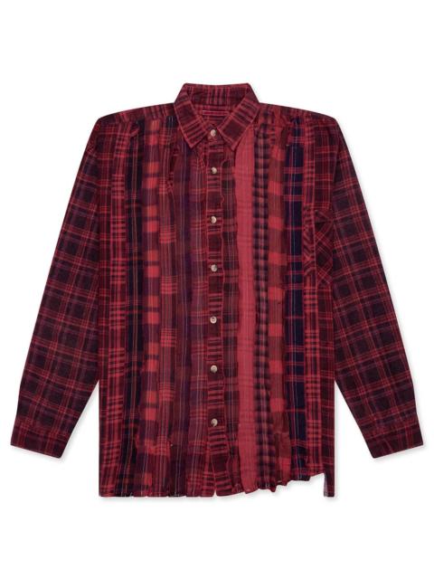 NEEDLES RIBBON WIDE OVER DYE FLANNEL SHIRT - RED