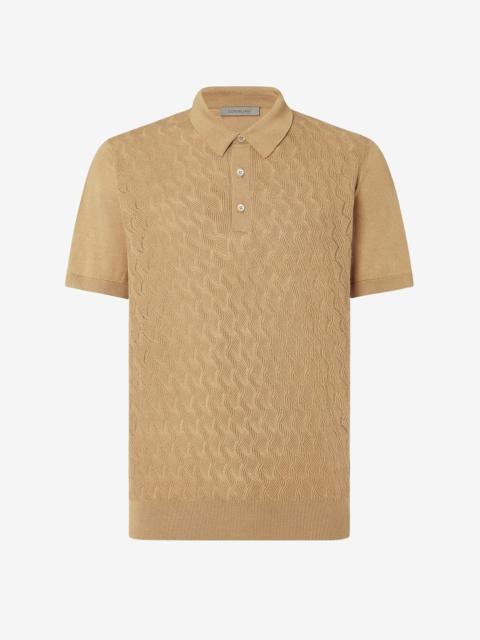 CORNELIANI Beige silk and cotton crew neck knitwear