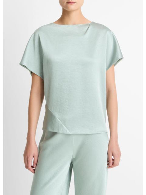 Vince Draped Satin Dolman-Sleeve Blouse