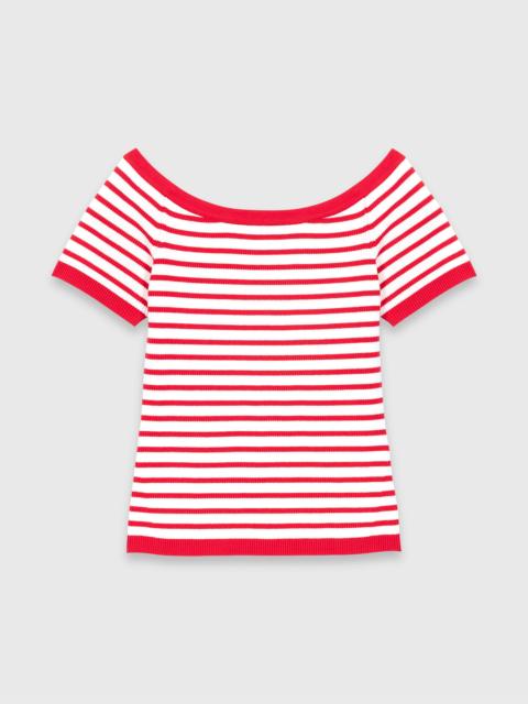maje Striped knit top with boat neck