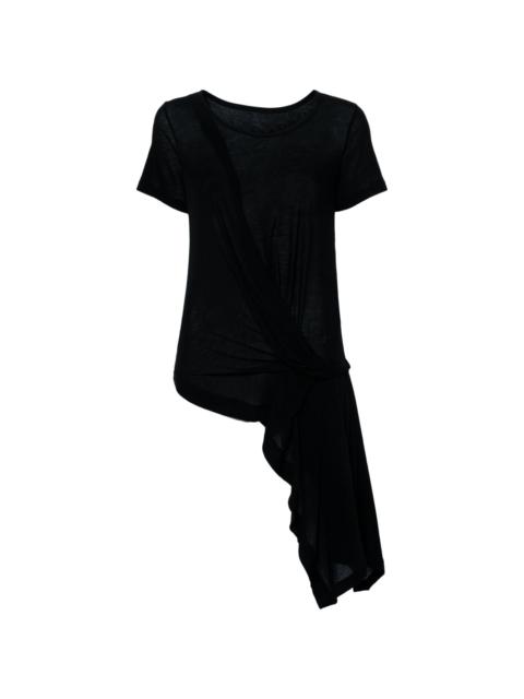 draped-detail asymmetric T-shirt