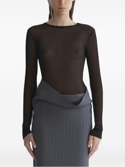 MUGLER long-sleeved sheer top