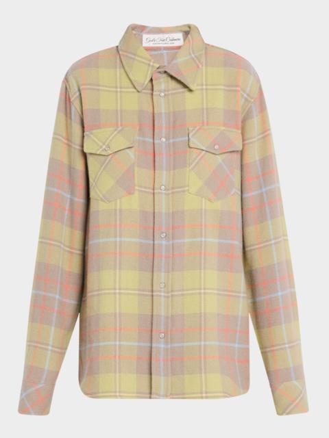God’s True Cashmere Earth Tartan Cashmere Button Down Shirt