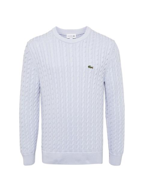logo-embroidered cable-knit jumper