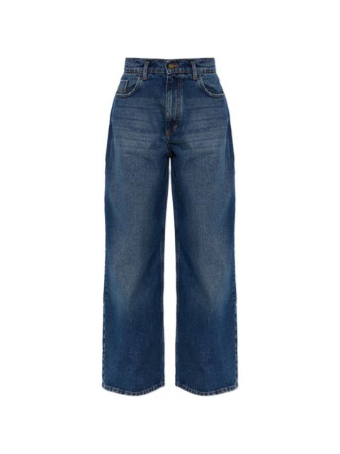 THE MANNEI faded-effect button-detail jeans