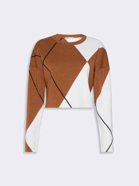 Max Mara PAGGIO Argyle wool boxy sweater - TOBACCO